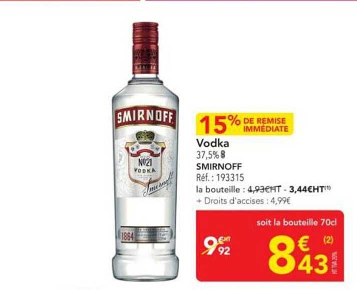 Vodka SMIRNOFF 37,5% 70cl