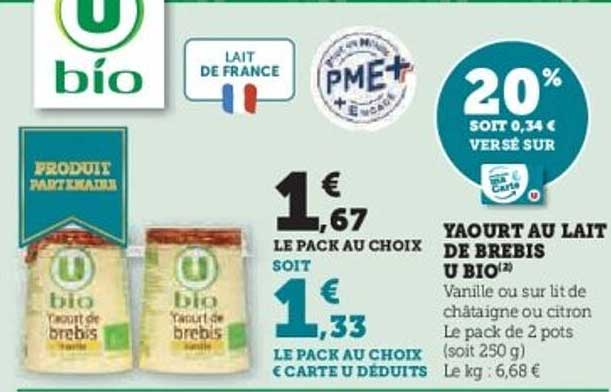 YAOURT AU LAIT DE BREBIS U BIO