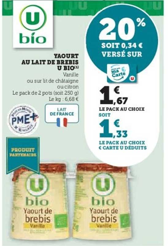 Yaourt au lait de brebis U bio