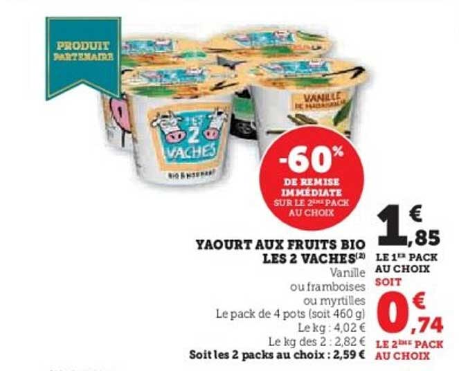 YAOURT AUX FRUITS BIO LES 2 VACHES