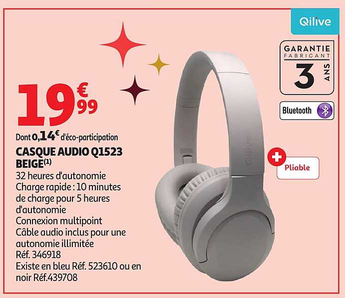 CASQUE AUDIO Q1523 BEIGE