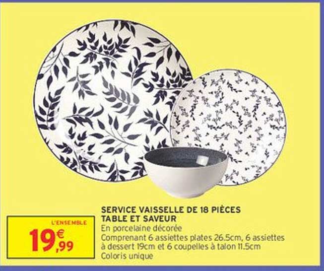 SERVICE VAISSELLE DE 18 PIÈCES TABLE ET SAVEUR