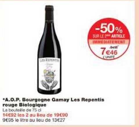 *A.O.P. Bourgogne Gamay Les Repentis rouge Biologique
