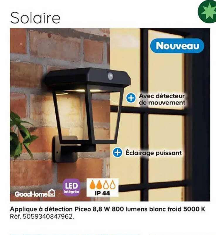 Applique à détection Piceo 8,8 W 800 lumens blanc froid 5000 K