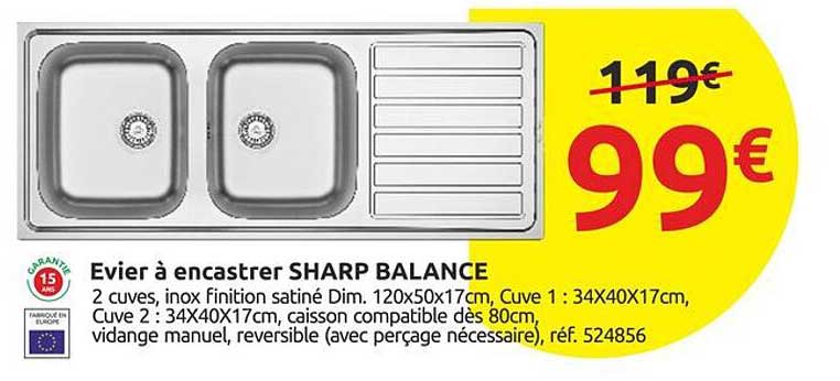 Evier à encastrer SHARP BALANCE