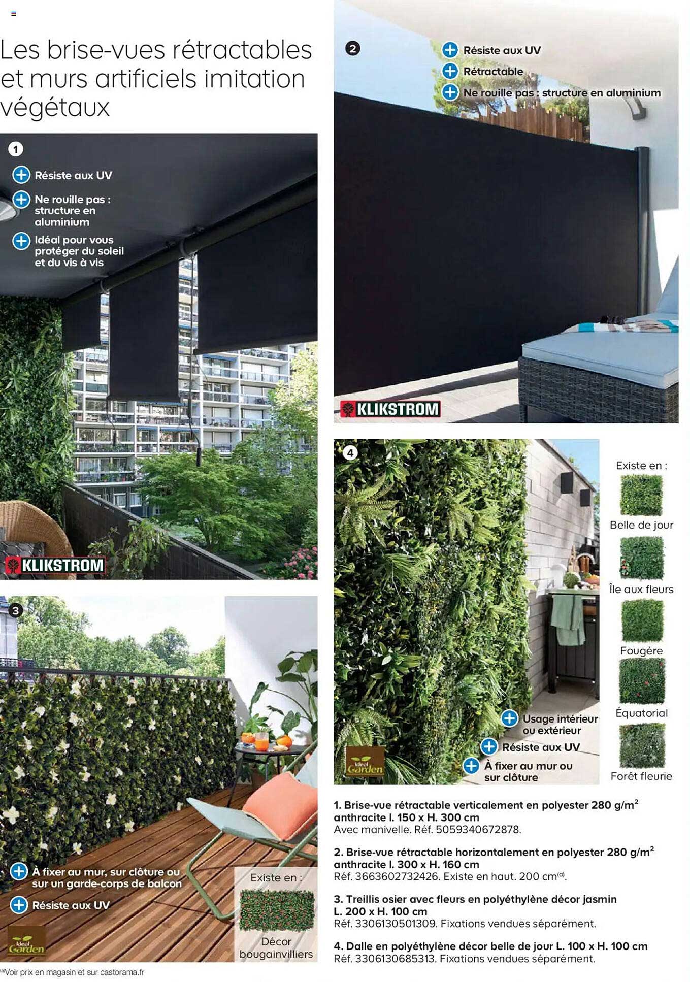 Les brise-vues rétractables et murs artificiels imitation végétaux