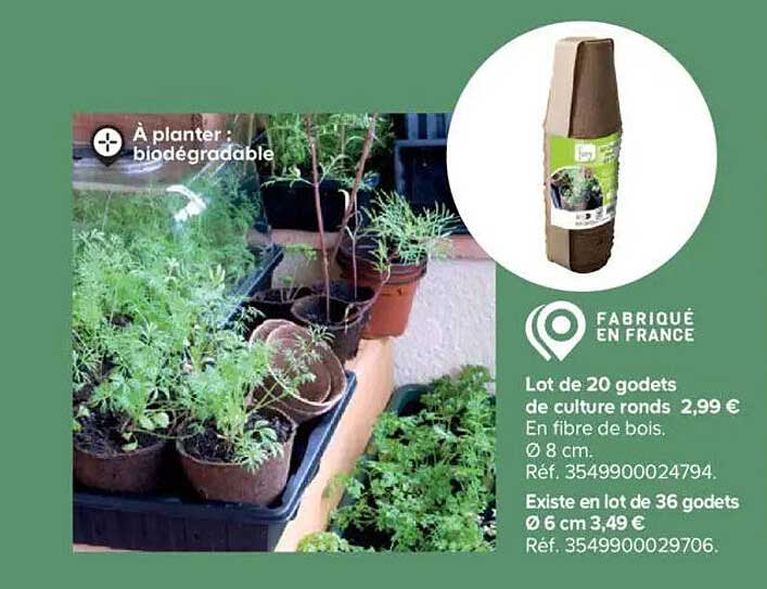 Lot de 20 godets de culture ronds