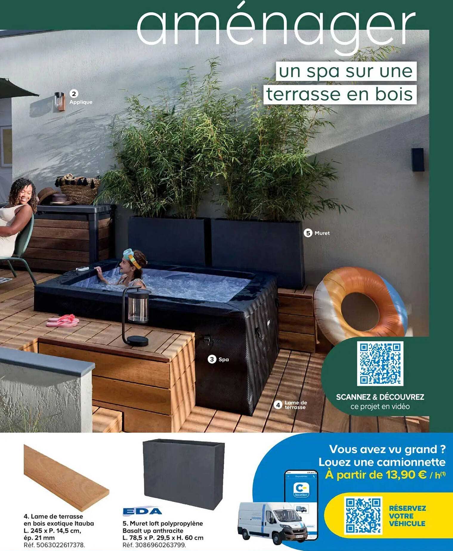 un spa sur une terrasse en bois