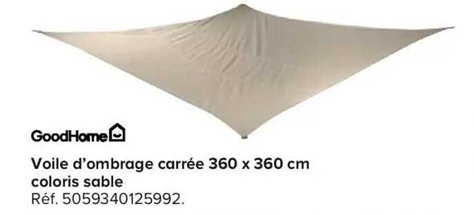 Voile d'ombrage carrée 360 x 360 cm coloris sable
