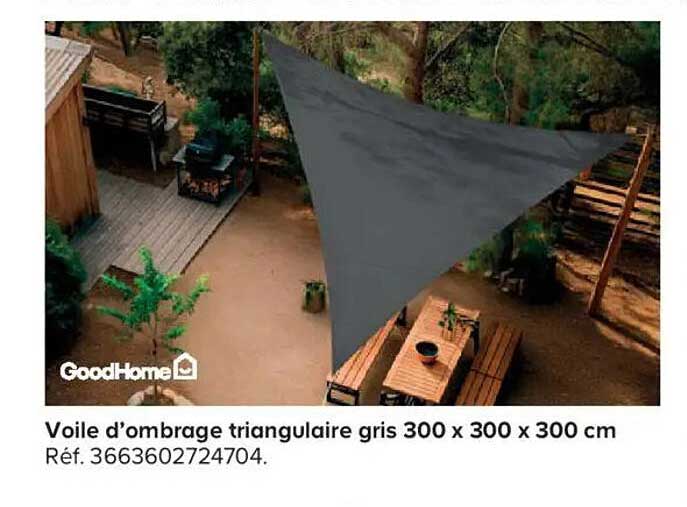 Voile d'ombrage triangulaire gris 300 x 300 x 300 cm