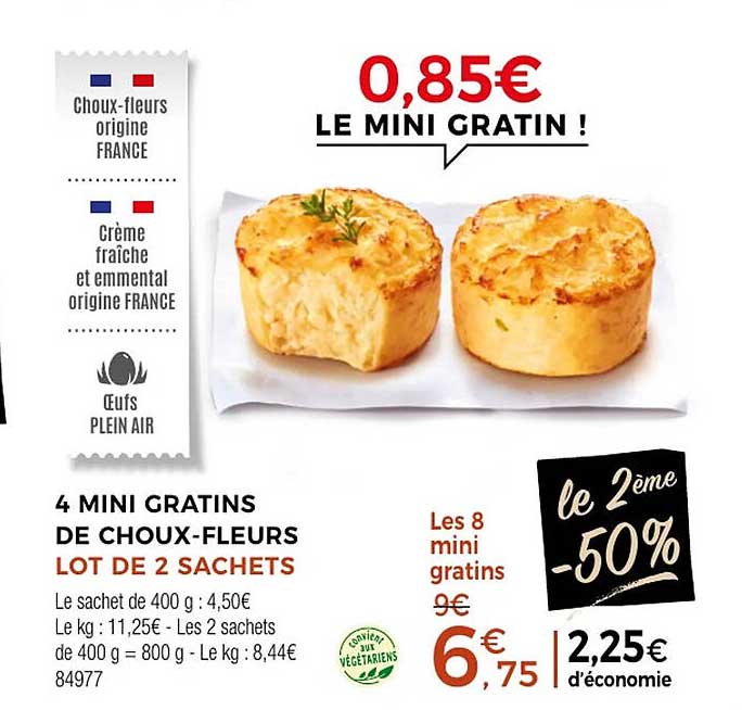 4 MINI GRATINS DE CHOUX-FLEURS - LOT DE 2 SACHETS