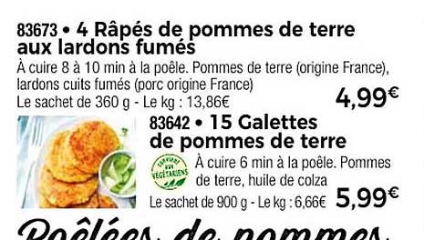 4 Râpés de pommes de terre aux lardons fumés