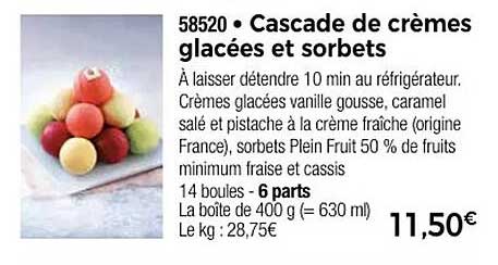 Cascade de crèmes glacées et sorbets