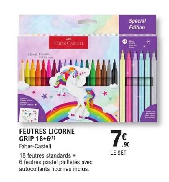 FEUTRES LICORNE GRIP 18+6