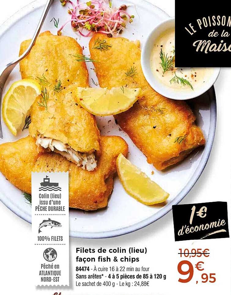 Filets de colin (lieu) façon fish & chips