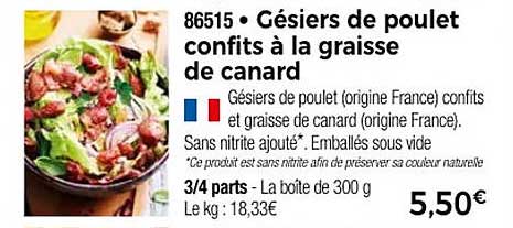 Gésiers de poulet confits à la graisse de canard