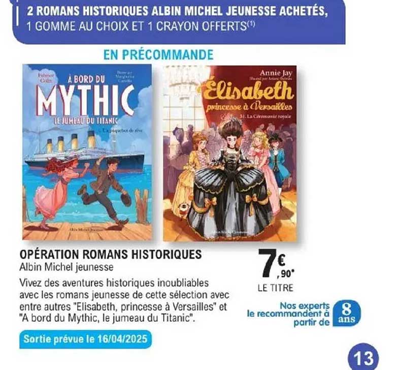 OPÉRATION ROMANS HISTORIQUES