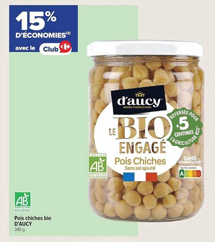 Pois chiches bio D'AUCY 340 g