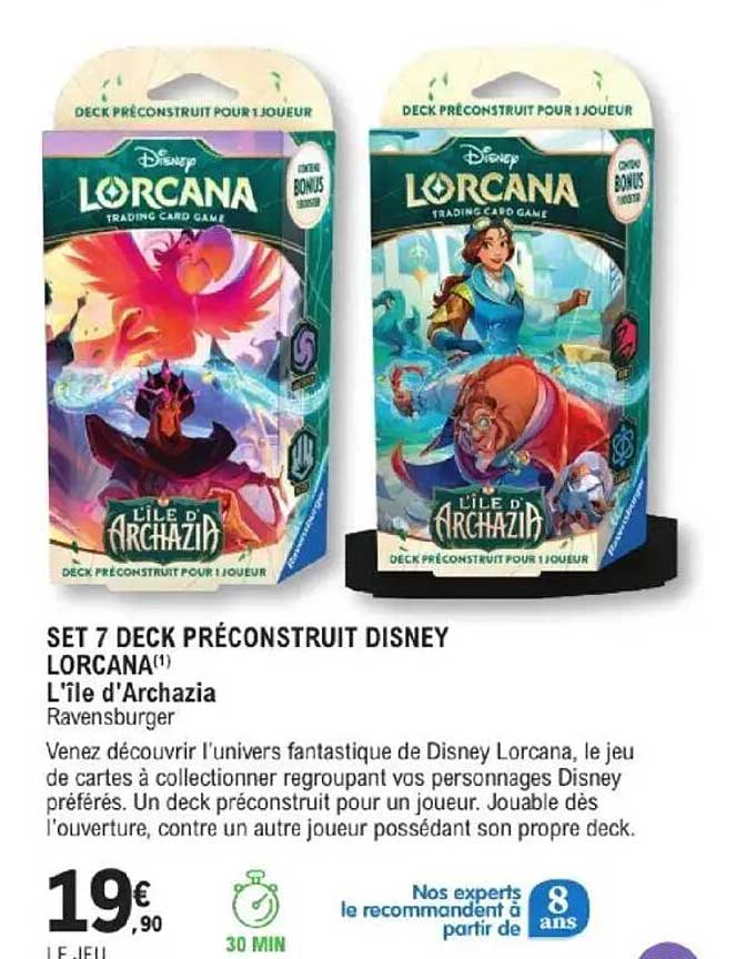 SET 7 DECK PRÉCONSTRUIT DISNEY LORCANA L'ÎLE D'ARCHAZIA