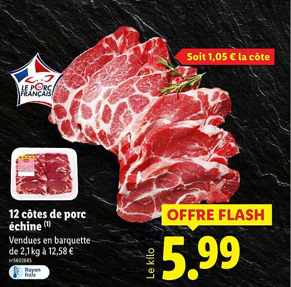 12 côtes de porc échine