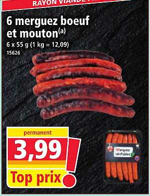 6 merguez boeuf et mouton