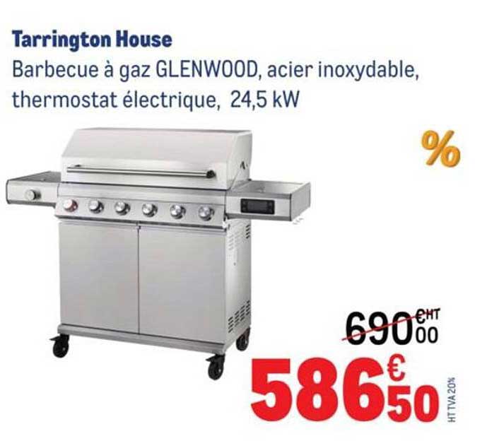 Barbecue à gaz GLENWOOD, acier inoxydable, thermostat électrique, 24,5 kW