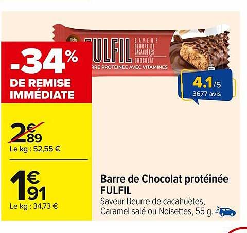 Barre de Chocolat protéinée FULFIL