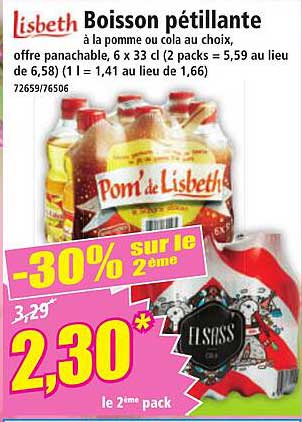 Boisson pétillante à la pomme ou cola au choix