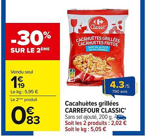 Cacahuètes grillées CARREFOUR CLASSIC'