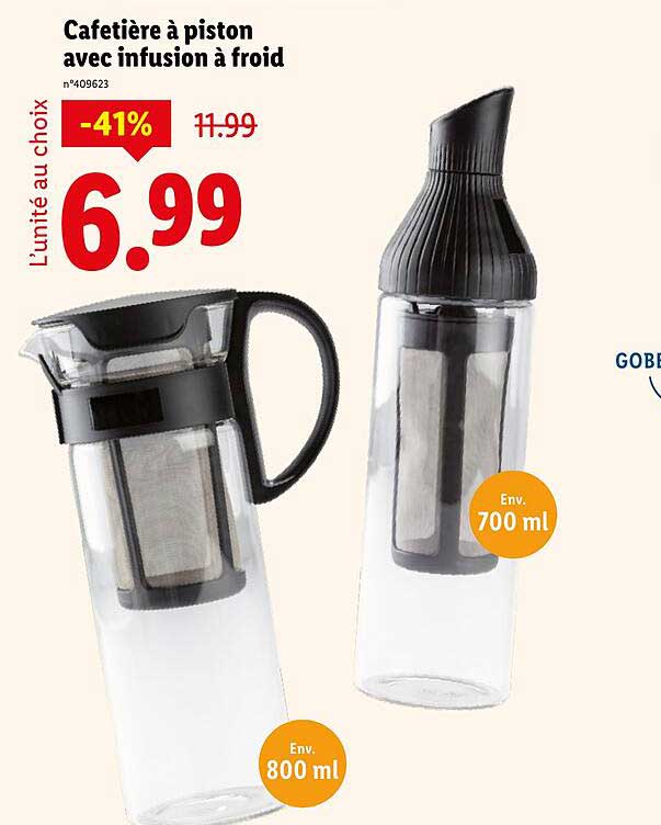 Cafetière à piston avec infusion à froid