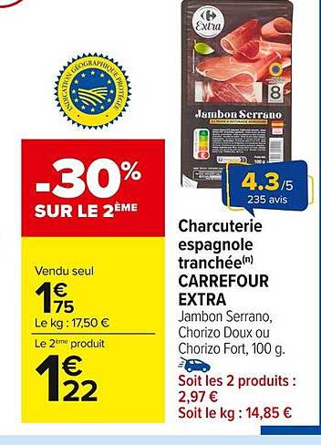 Charcuterie espagnole tranchée(n) CARREFOUR EXTRA