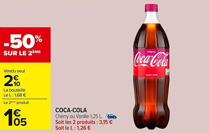 COCA-COLA Cherry ou Vanille 1,25 L