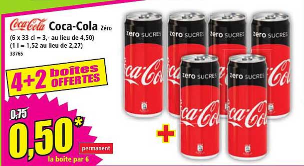 Coca-Cola Zéro 4+2 boîtes OFFERTES