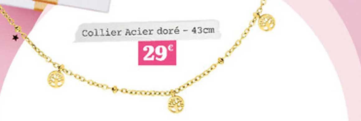 Collier Acier doré - 43cm