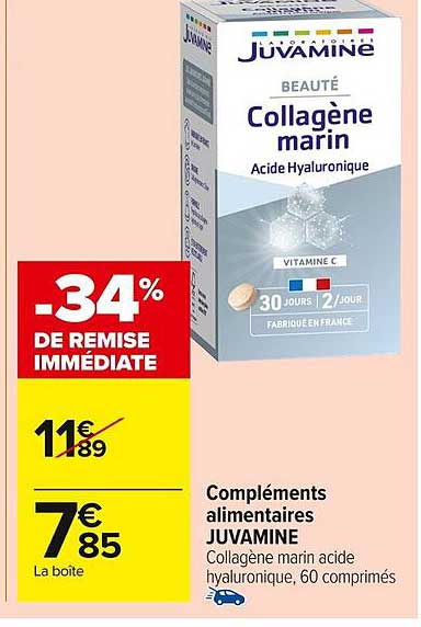 Compléments alimentaires JUVAINE Collagène marin Acide Hyaluronique