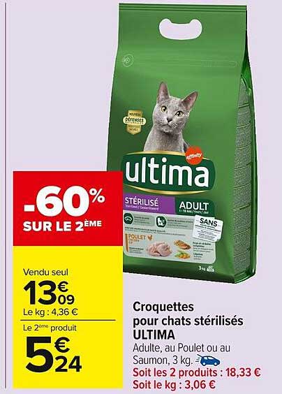 Croquettes pour chats stérilisés ULTIMA