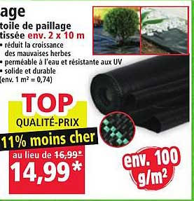 Étoile de paillage tissée env. 2 x 10 m