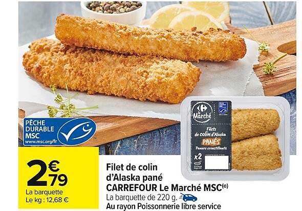 Filet de colin d’Alaska pané CARREFOUR Le Marché MSC