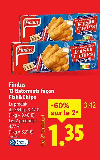 Findus 13 Bâtonnets façon Fish&Chips