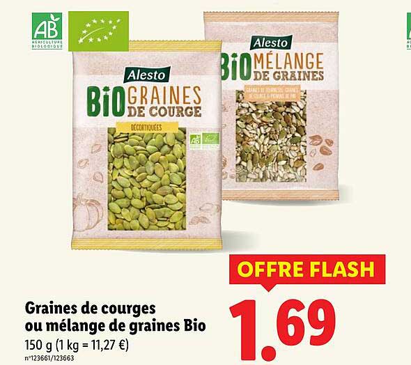 Graînes de courges ou mélange de graines Bio