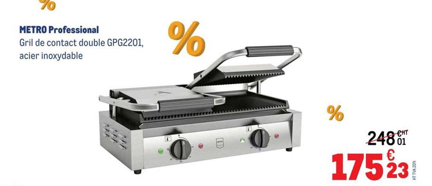 Gril de contact double GPG2201, acier inoxydable
