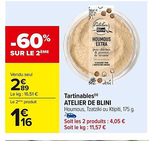 HOUMOUS EXTRA -60% SUR LE 2ÈME
