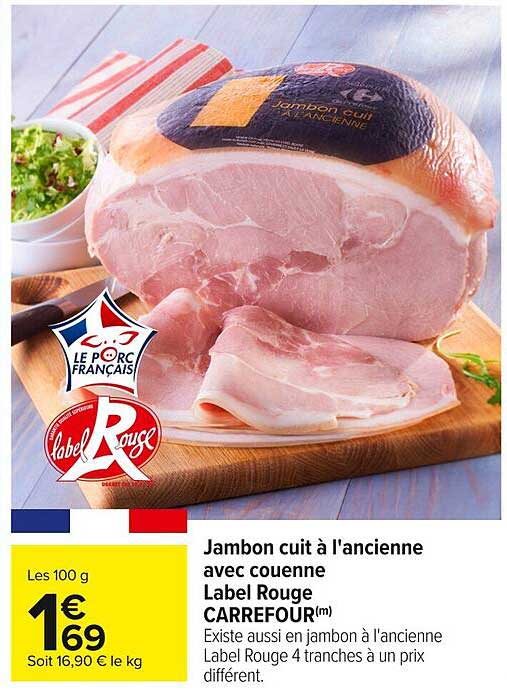 Jambon cuit à l'ancienne avec couenne
