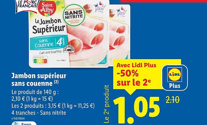 Jambon supérieur sans couenne
