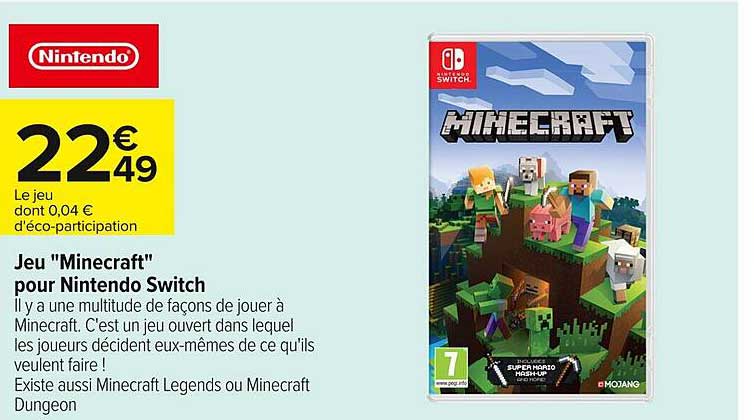 Jeu "Minecraft" pour Nintendo Switch