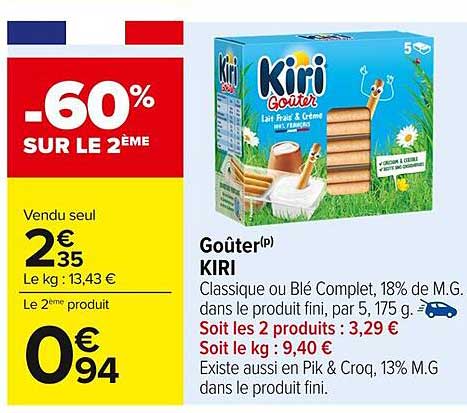 Kiri Goûter -60% SUR LE 2ème