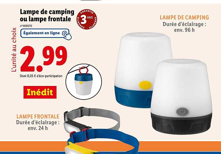 Lampe de camping ou lampe frontale