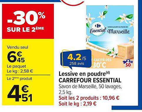 Lessive en poudre(d) CARREFOUR ESSENTIAL