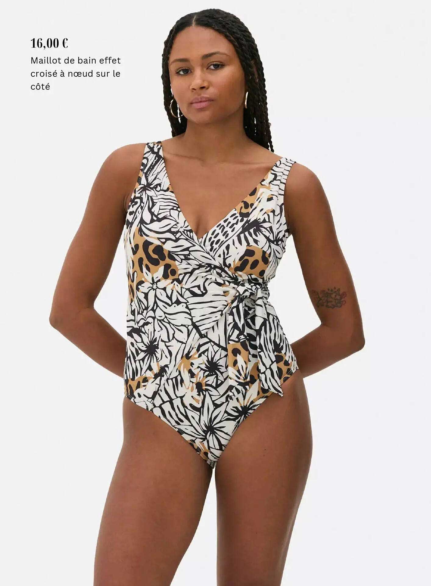 Maillot de bain effet croisé à nœud sur le côté