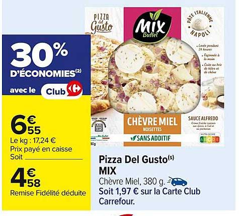 Pizza Del Gusto(s) MIX Chèvre Miel, 380 g.